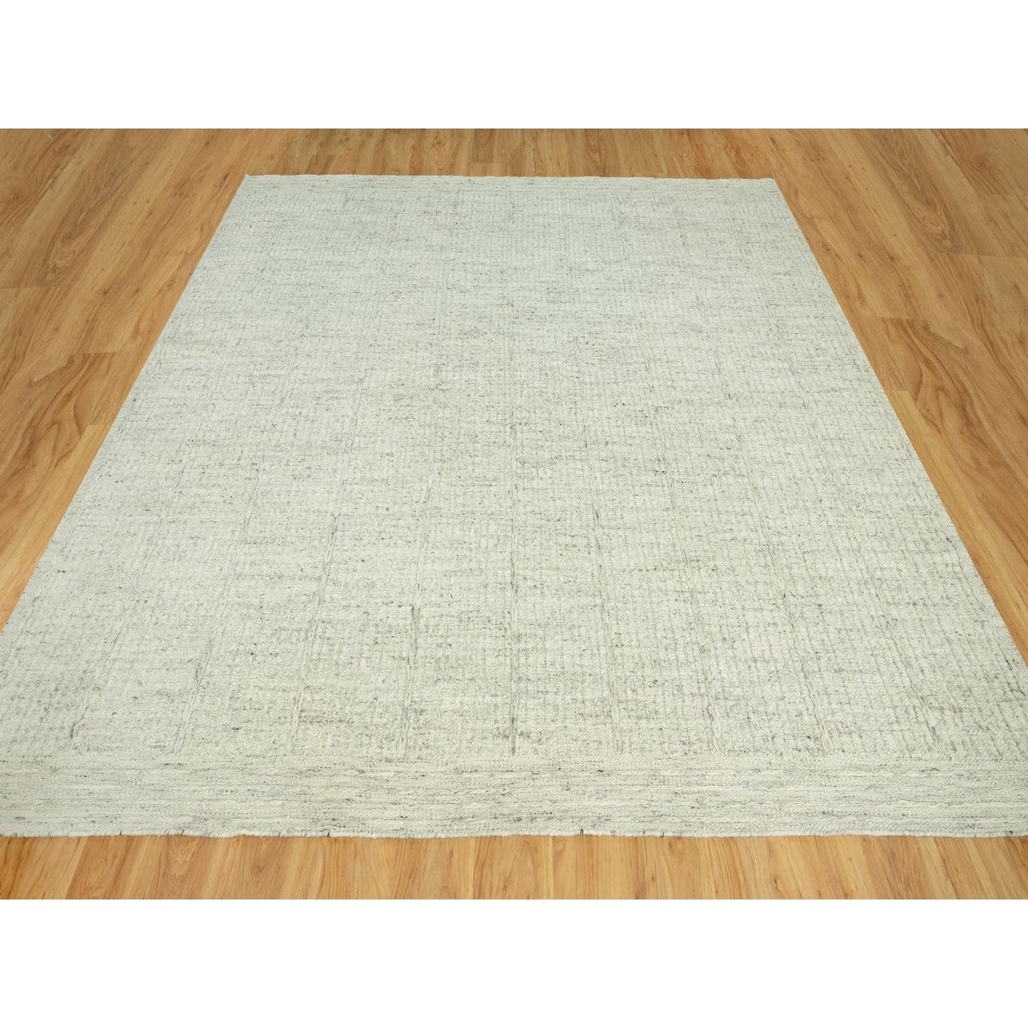 10'3"X10'3" Edgecomb Gray Flat Weave Pure Wool Cord Hand Woven Square Rug