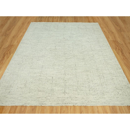 10'3"X10'3" Edgecomb Gray Flat Weave Pure Wool Cord Hand Woven Square Rug