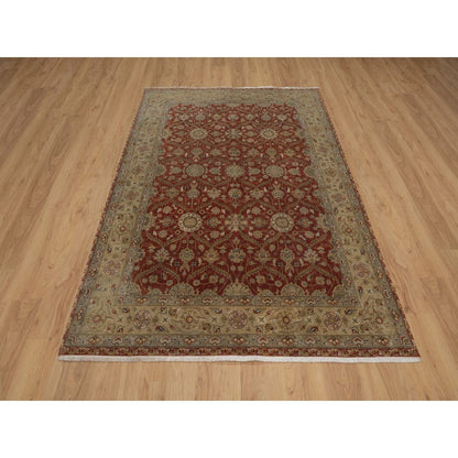 5'6"x7'9" Red Hereke with All Over Design 300 KPSI Wool & Silk Hand Knotted