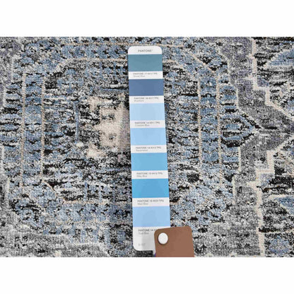 2'7"X8'1" Silk With Textured Wool Hi-Low Pile Mamluk Design Runner Rug