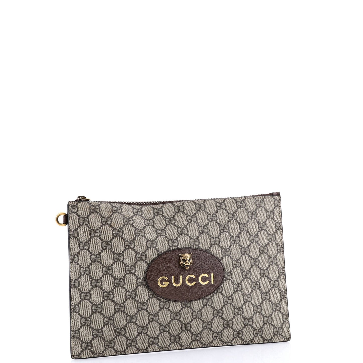 Gucci Neo Vintage Wristlet Pouch Gg Coated Canvas