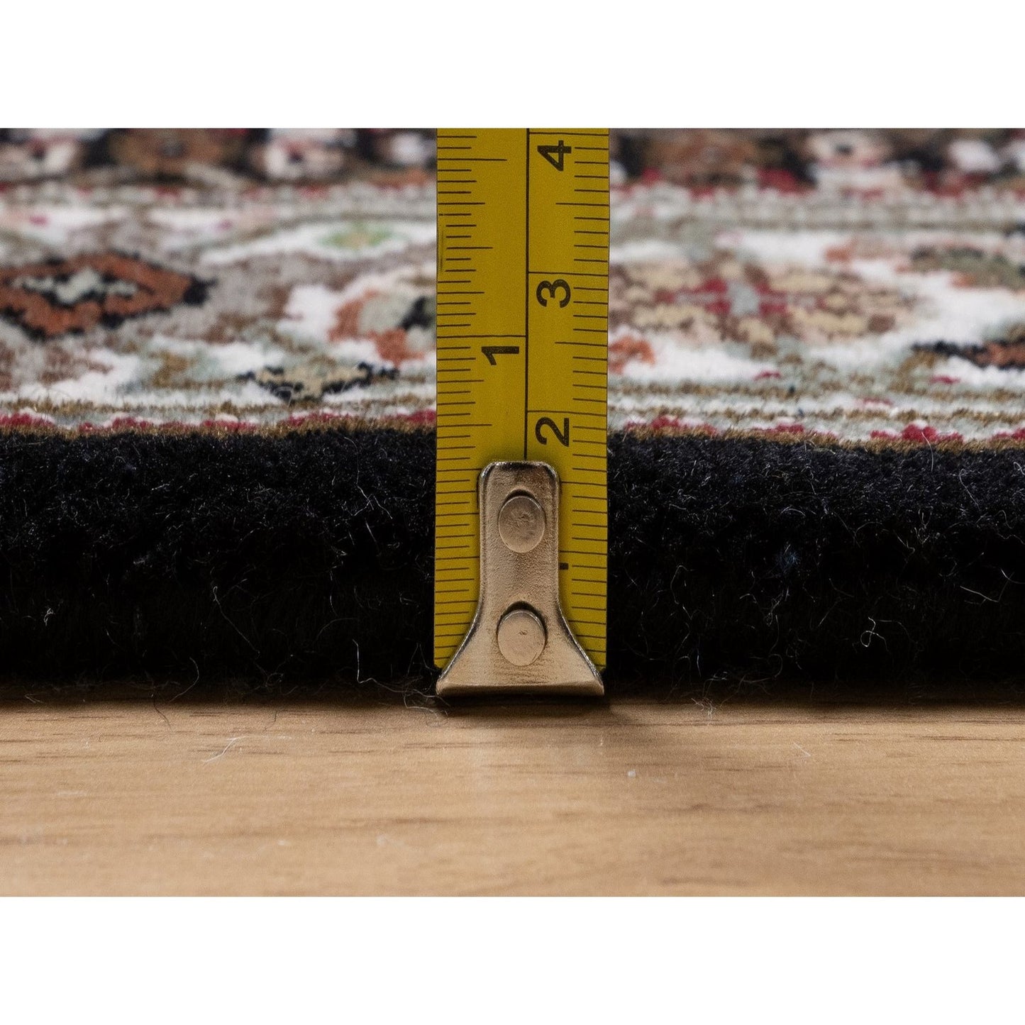 2'9"X8' Black Tebraz Mahi Medallion Design Hand Knotted Wool Runner Rug