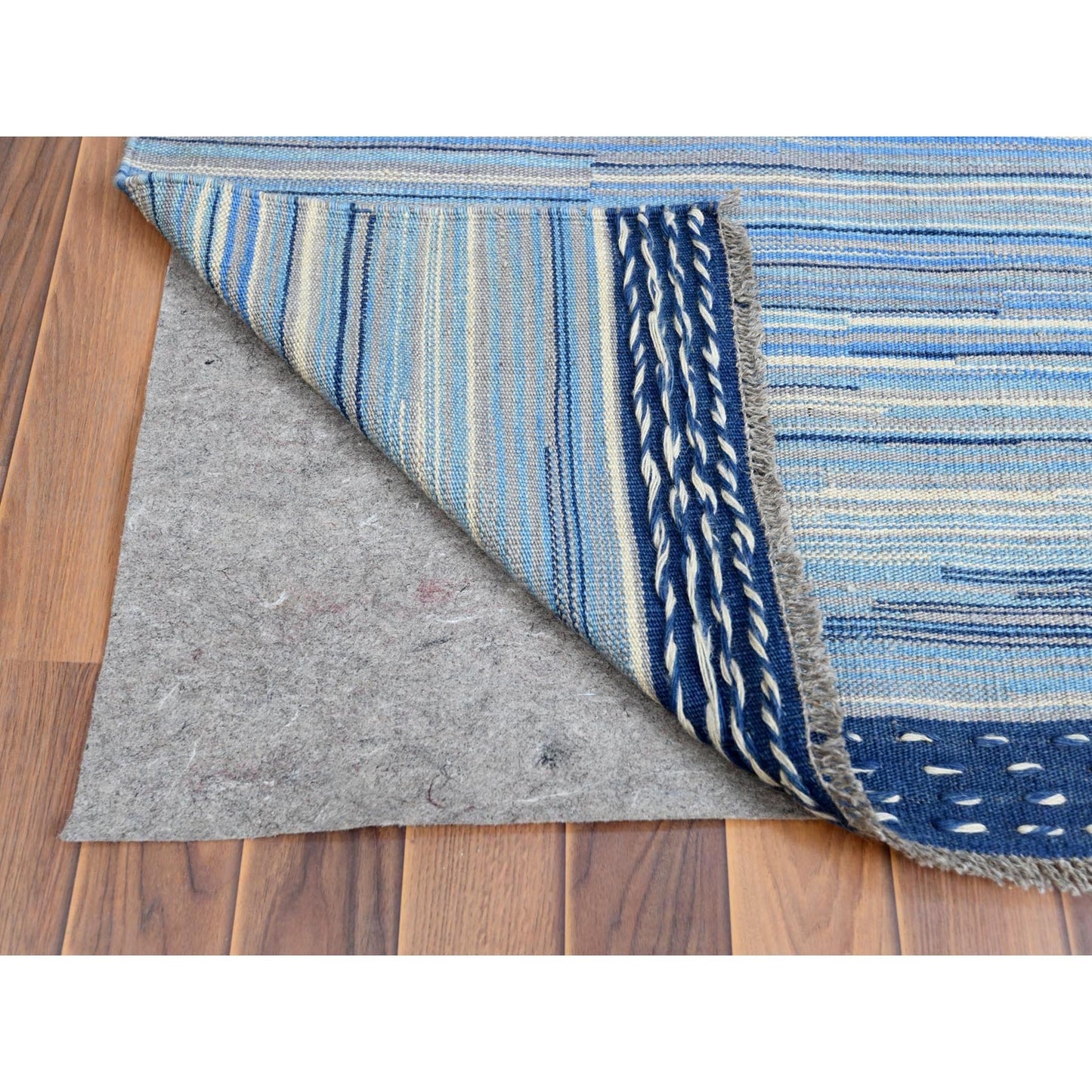 10'5"X13'10" Hand Woven Flat Weave Kilim Pure Nomadic Stripe Design Rug