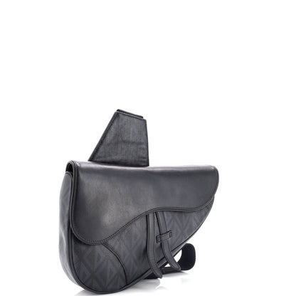 Christian Dior Saddle Crossbody Bag Cd Diamond Coated Canvas And Leather
