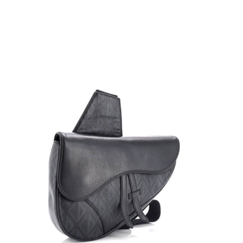 Christian Dior Saddle Crossbody Bag Cd Diamond Coated Canvas And Leather