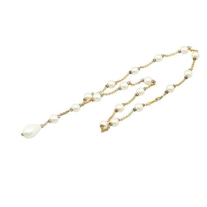 Chanel Large Pearl Necklace F Pearl Rhinestone