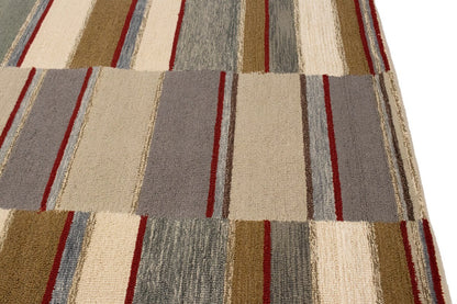 Hand-Tufted Multicolored Stripes 5X8 Modern Area