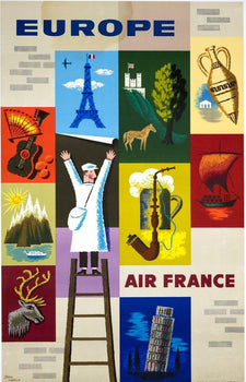 Europe Air France Jean Carlu 1930 Rare Original Vintage French Travel Poster