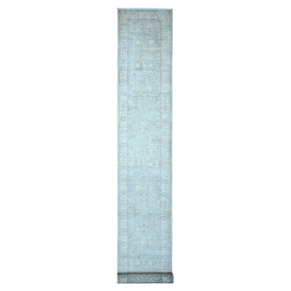 2'5"X17'10" Harbor Gray Natural Dyes Fine Peshawar Xl Runner Oriental Rug