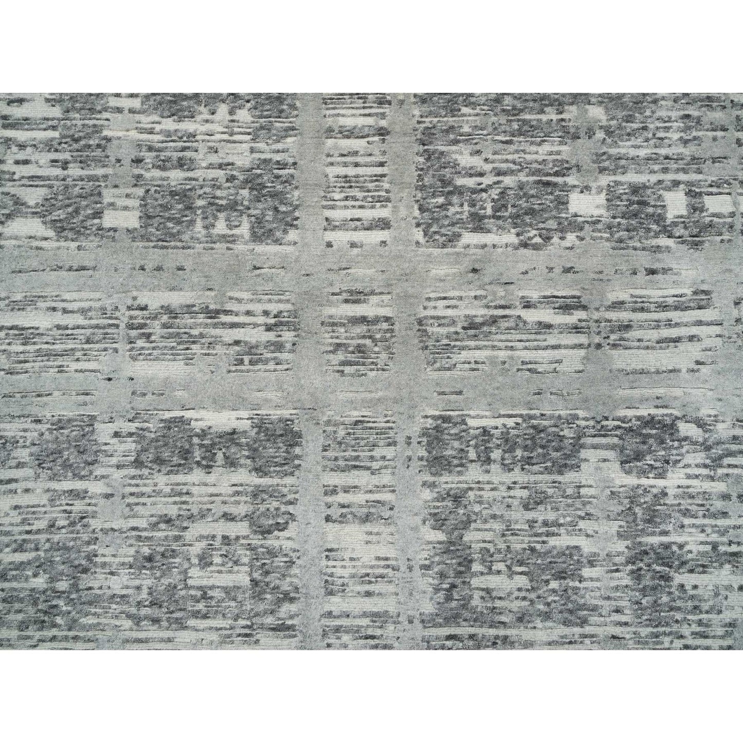 Rug 10'1"x10'1" Dark Grey Undyed Natural Wool Hand Knotted Round Oriental