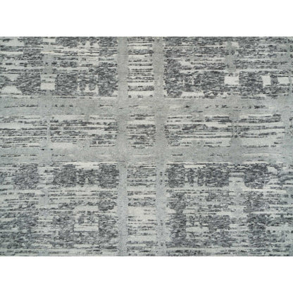 Rug 10'1"x10'1" Dark Grey Undyed Natural Wool Hand Knotted Round Oriental