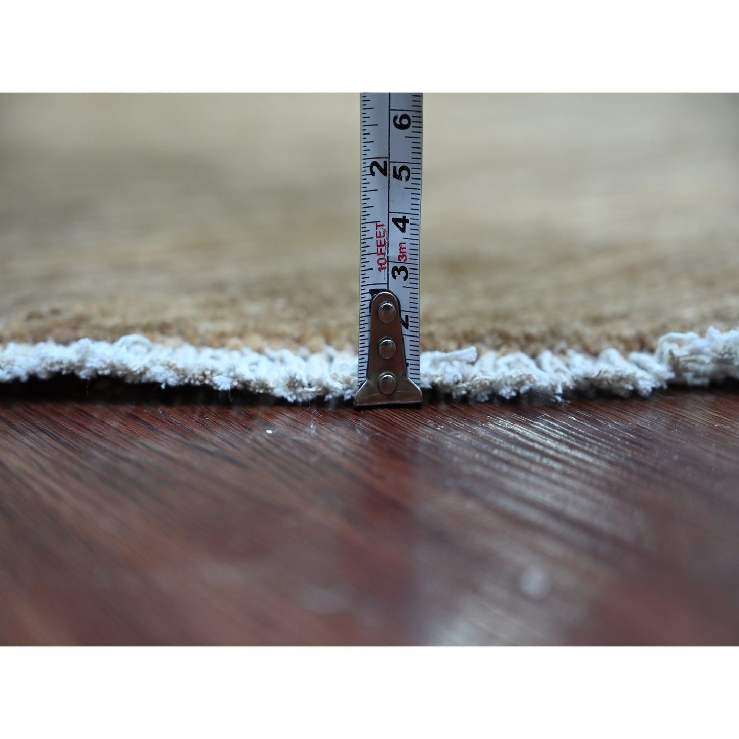 Brown Solid Hand Knotted Ghazni Wool Round 7'9"x7'9" Rug