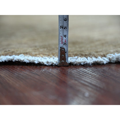 Brown Solid Hand Knotted Ghazni Wool Round 7'9"x7'9" Rug