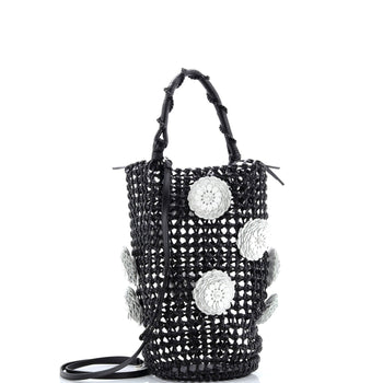 Loewe Flower Mesh Bucket Bag Woven Leather With Applique