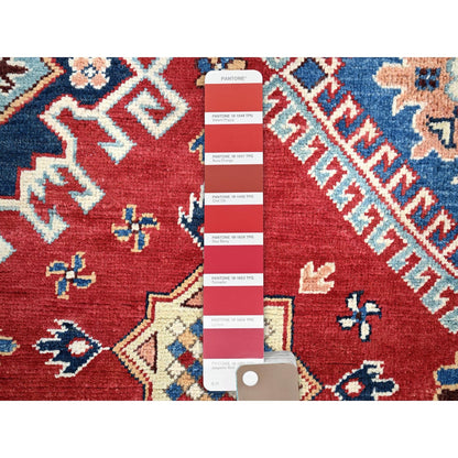 8'X8' Red Hand Knotted Densely Woven Wool Special Kazak Round Rug
