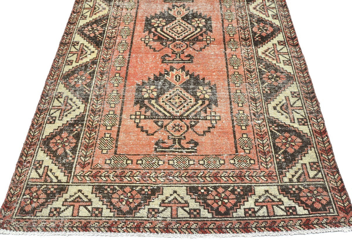 4X6'5 Distressed Antique Tribal Oriental Rug Muted Farmhouse Wool Carpet