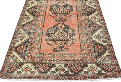 4X6'5 Distressed Antique Tribal Oriental Rug Muted Farmhouse Wool Carpet