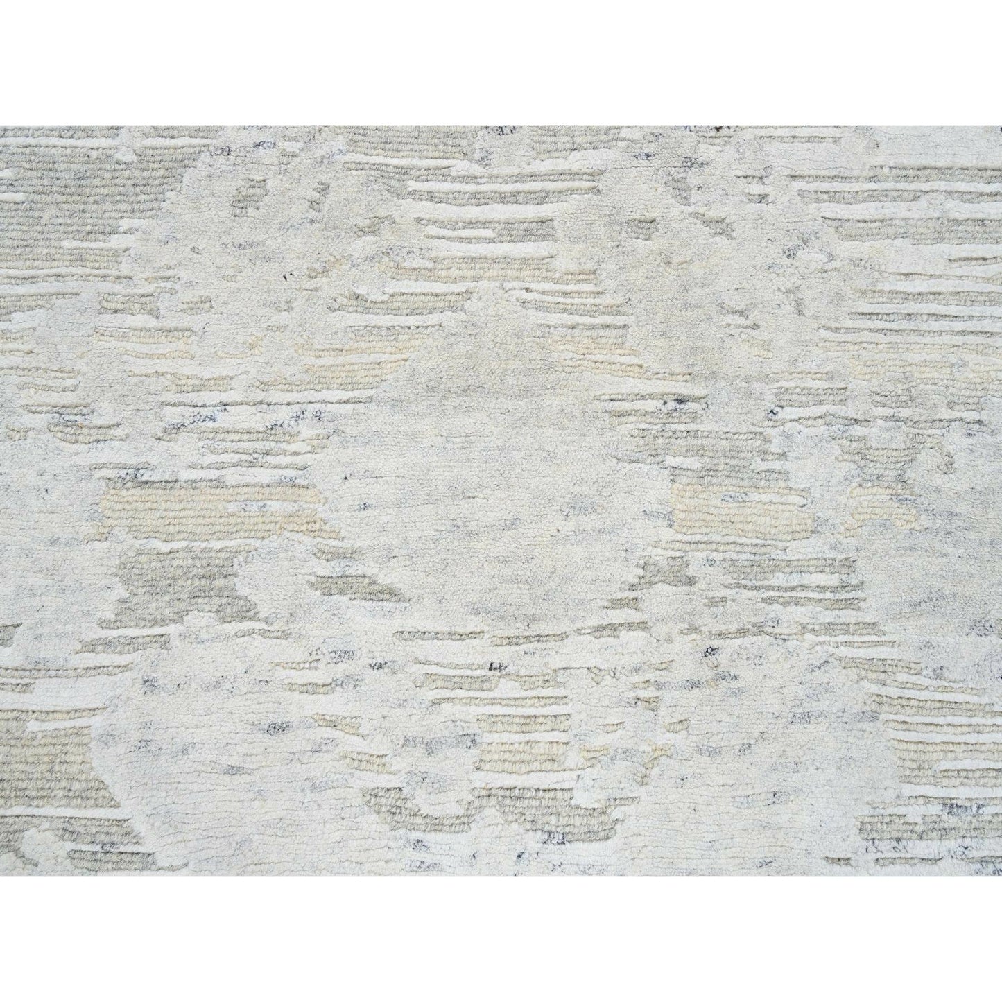 2'7"X24'3" Gray Modern Hand Knotted Hand Spun Natural Wool Xl Runner Rug