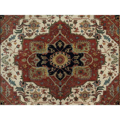 8'2"X10'2" White Antiqued Fine Heris Re-Creation Wool Hand Knotted Rug