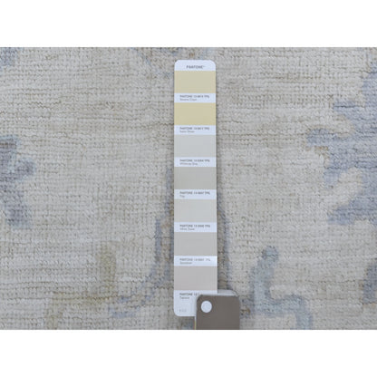 5'10"X8'9" Ivory Pure Wool Angora Oushak Hand Knotted Rug