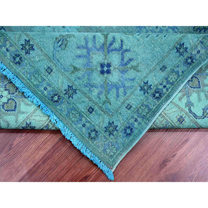 8'X9'8" Bayern Blue 100% Wool Overdyed Kazak Leaf Design Hand Knotted Rug