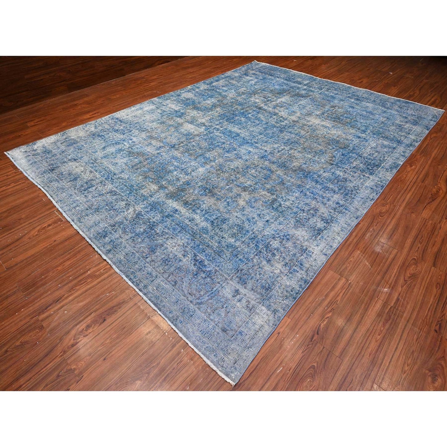 9'7"X13'1" Bayern Blue Overdyed Vintage Zoroastrian Karman Oriental Rug