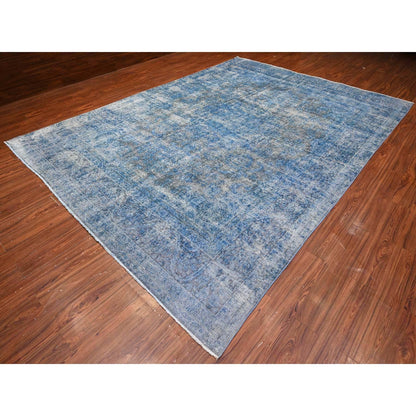 9'7"X13'1" Bayern Blue Overdyed Vintage Zoroastrian Karman Oriental Rug