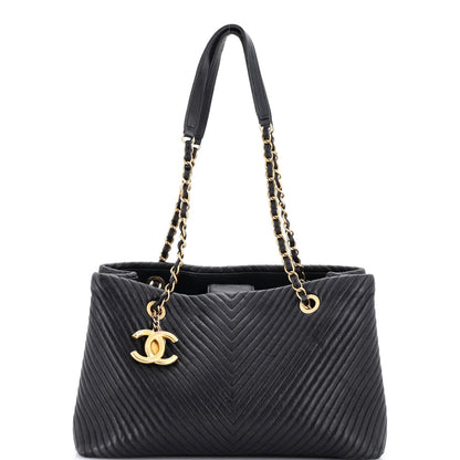 Chanel Medallion Charm Tote Chevron Wrinkled Lambskin Medium