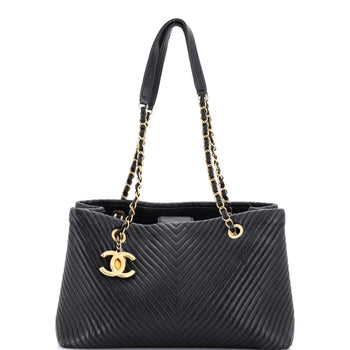Chanel Medallion Charm Tote Chevron Wrinkled Lambskin Medium