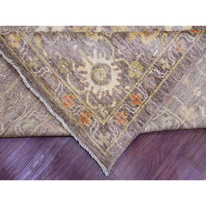 8'X15'7" Brown Pure Wool Afghan Angora Oushak Hand Knotted Runner Rug