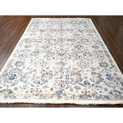 9'9"X14' Ivory Wool Hand Knotted Supple Mahal Design Oriental Rug