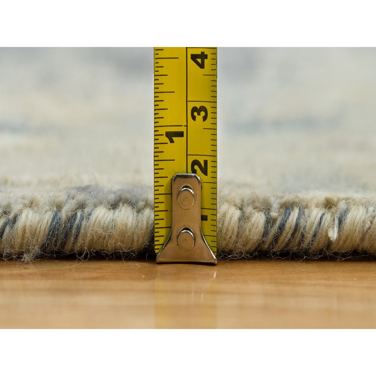 2'6"X12' Nevada Gray Wool And Silk Hand Knotted Modern Design Runner Rug