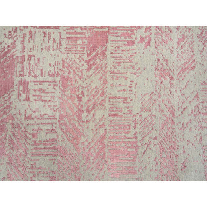 10'X14' Rose Pink Wool And Art Silk Jacquard Hand Loomed Rug