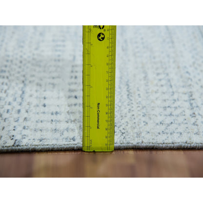 Rug 2'7"x13'9" Owl Gray Hand Knotted Grass Design Undyed Pure Wool Runner