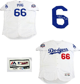 Yasiel Puig Autographed Game Used Los Angeles Dodgers Jersey (Mlb)