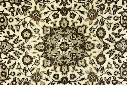 Handmade Kirman Square Rug Cream Floral Medallion