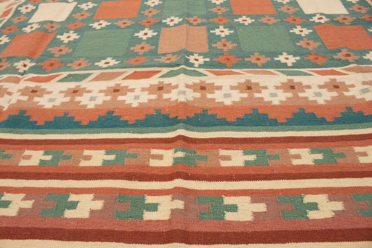 Geometric Dhurrie Rug Reversible Flat-Weave