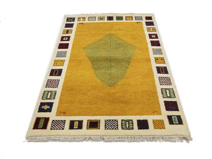 Decor Handmade Indo-Gabbeh Rug 4X6 Modern Bordered Oriental Carpet Entryway