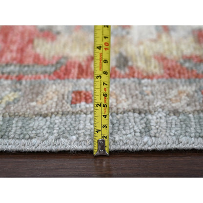 9'X11'10" Contented Green Hand Knotted Supple All Wool Oushak Design Rug