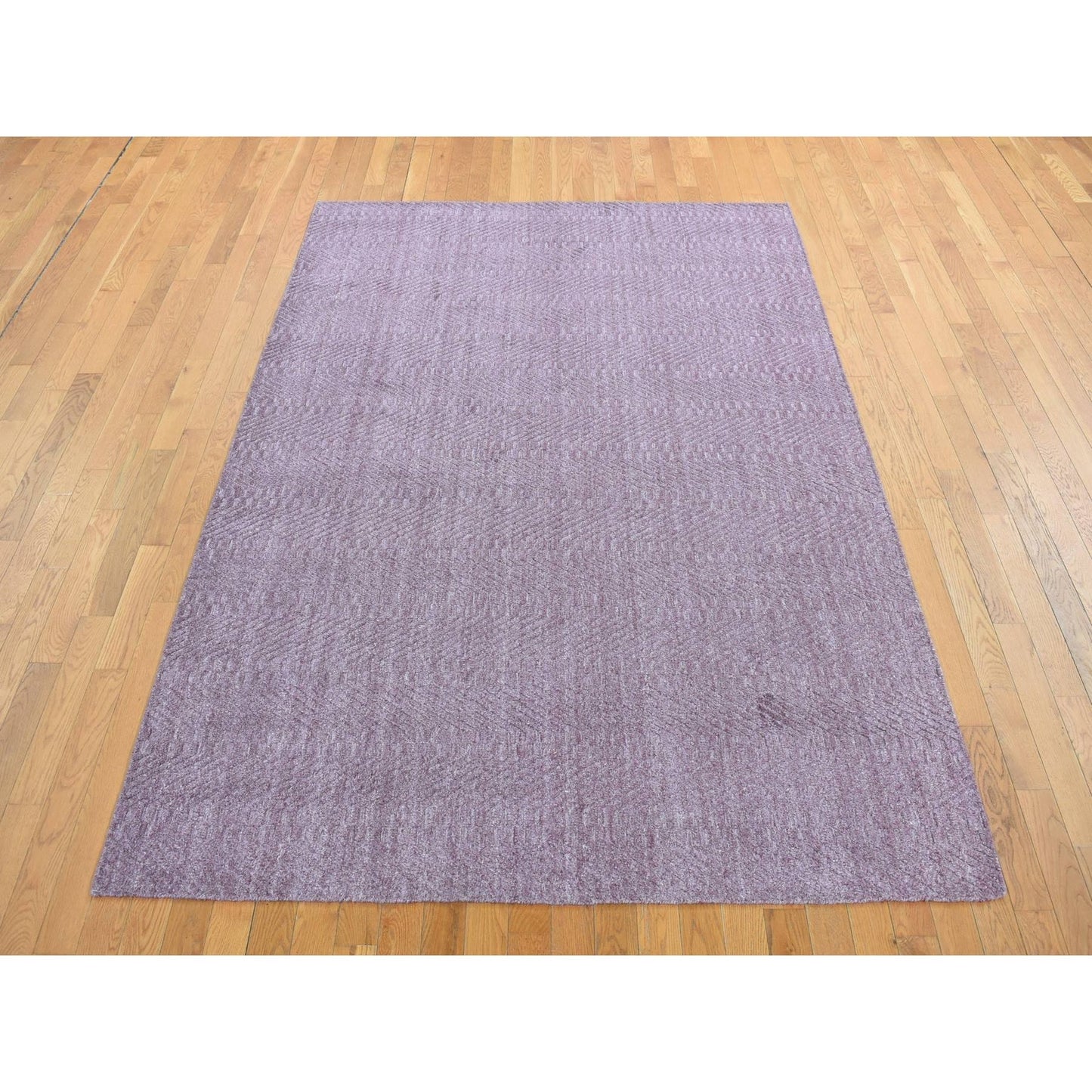 8'X10'1" Liserian Purple Hand Loomed Pure Wool Tone On Tone Oriental Rug