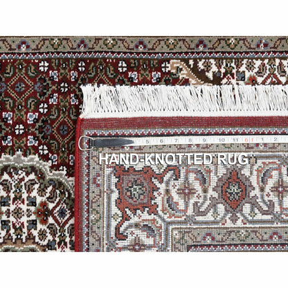 4'1"X16' Red Tebraz Mahi Wool And Silk Hand Knotted Wide Xl Runner Rug