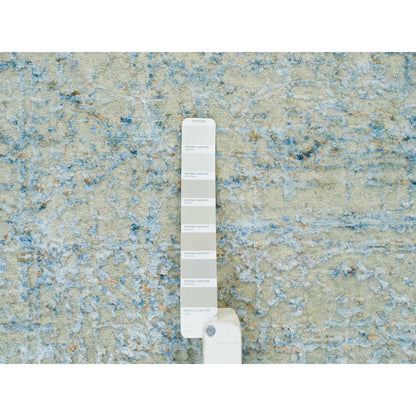 10'X10' Gray Modern Jacquard Hand Loomed Wool And Silk Square Rug