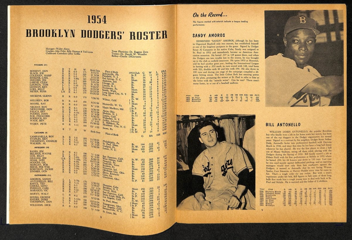 1954 Brooklyn Dodgers Baseball Yearbook 200597
