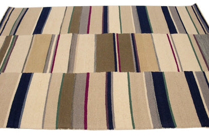 Thick Pile Hand-Tufted Wool Multicolored Stripes