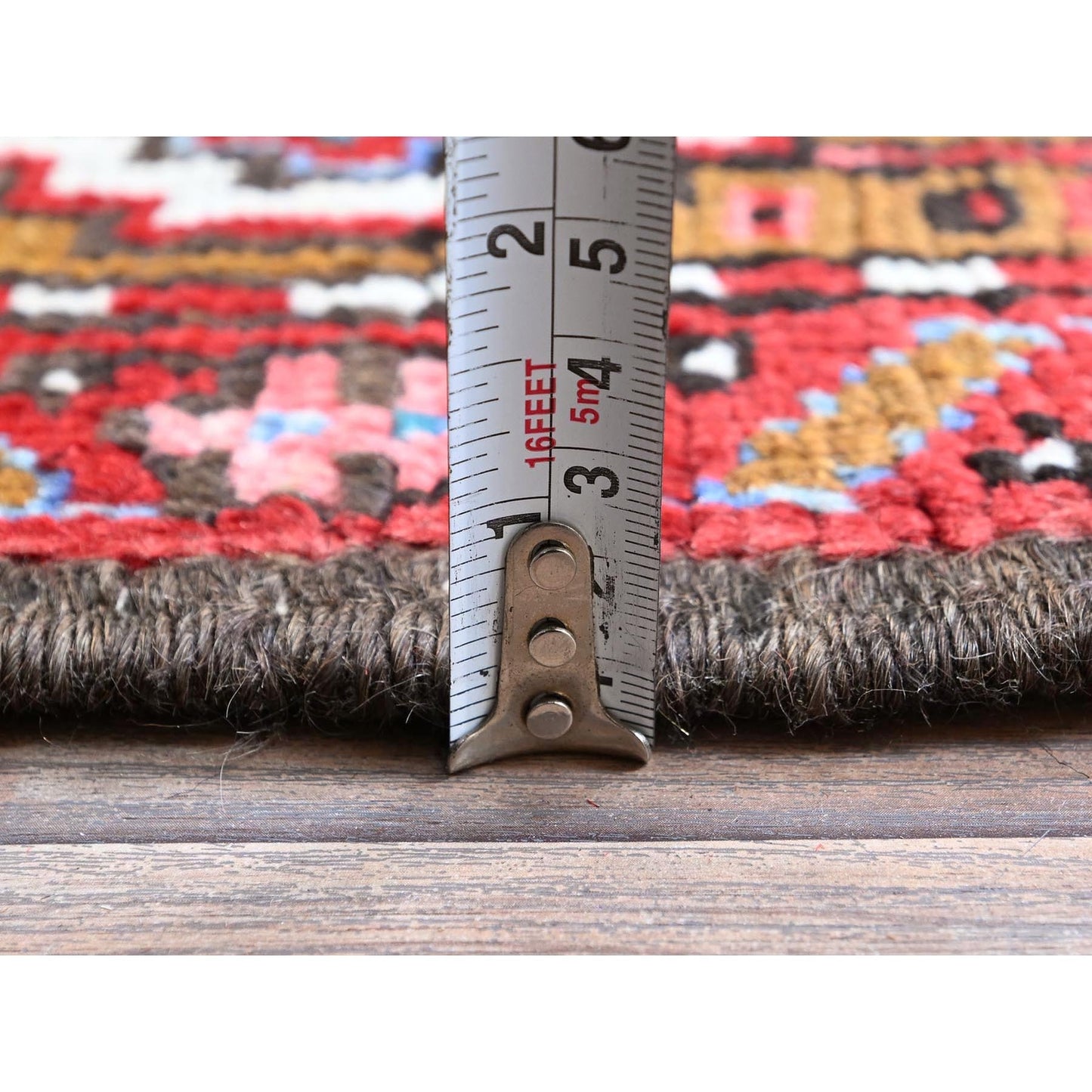 10'X12'4" Ruby Red Vintage Zoroastrian Heris Wool Hand Knotted Clean Rug