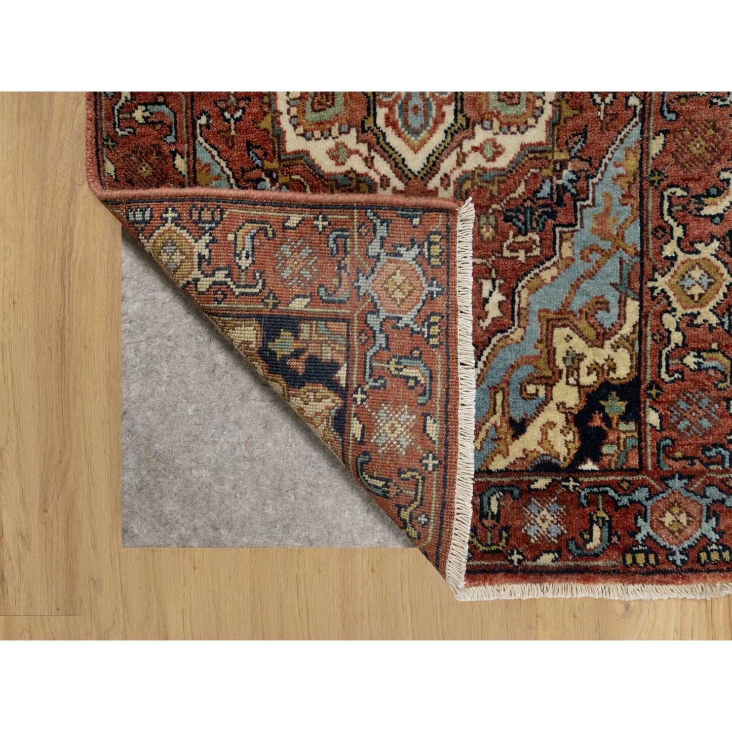 2'X3'2" Red Antiqued Fine Heris Re-Creation Wool Hand Knotted Mat Rug