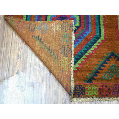 6'X8' Hand Knotted Geometric Design Pure Wool Colorful Afghan Tribal Rug