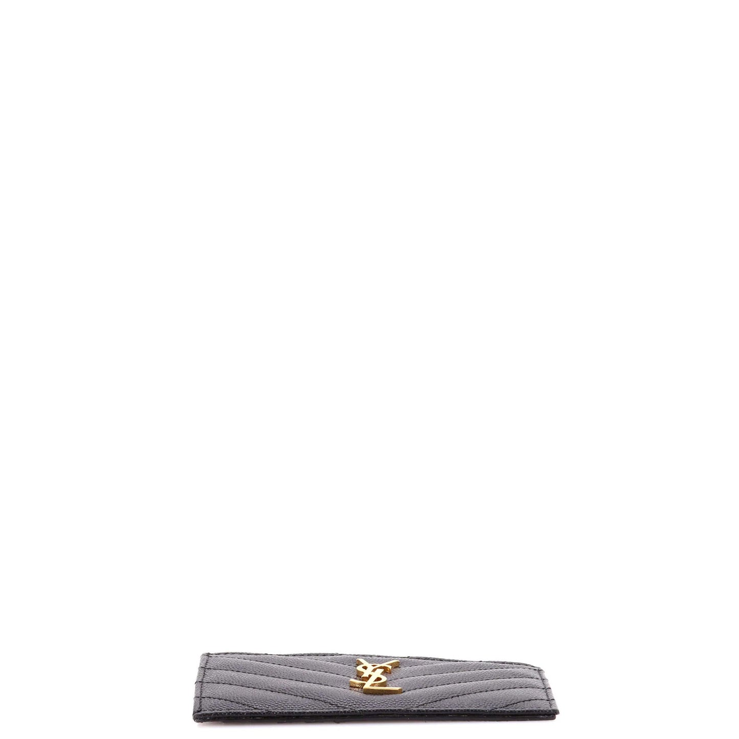 Saint Laurent Monogram Fragments Zip Card Holder Matelasse Chevron Leather