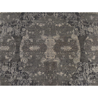 6'1"X9'2" Sonic Gray Jewelry Design Wool And Silk Hand Knotted Modern Rug