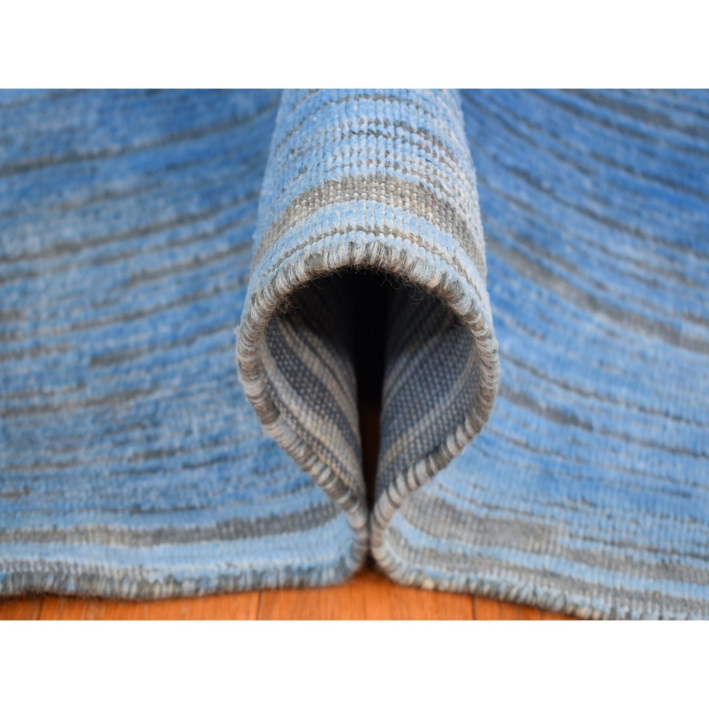 Rug 10'x14'1" Blue Wool Hand Knotted Overdyed Contemporary Design